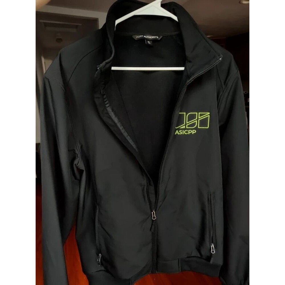 Port Authority men's black jacket zipper pockets fleece inside size XL